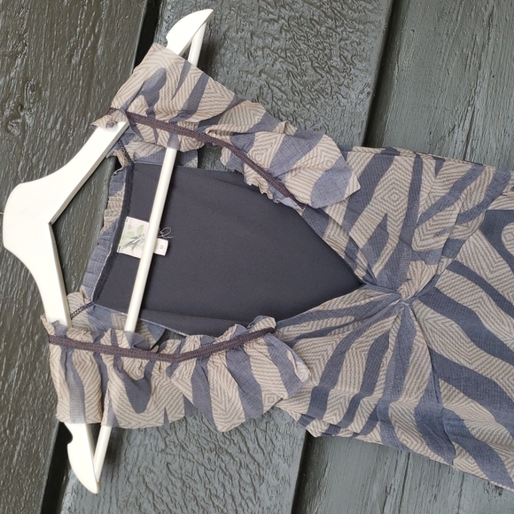 Anthropologie WESTON WEAR Animal Print Mesh Y2K Babydoll Top sz M Women's Blouse - Picture 2 of 4